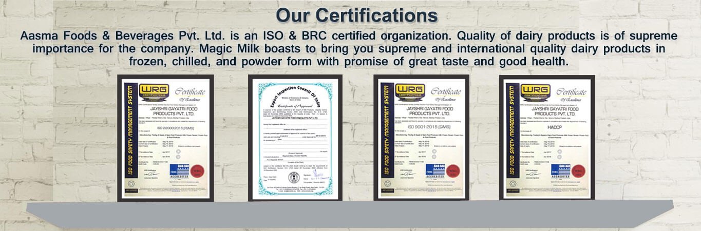 Aasma Foods Product Certificate Banner